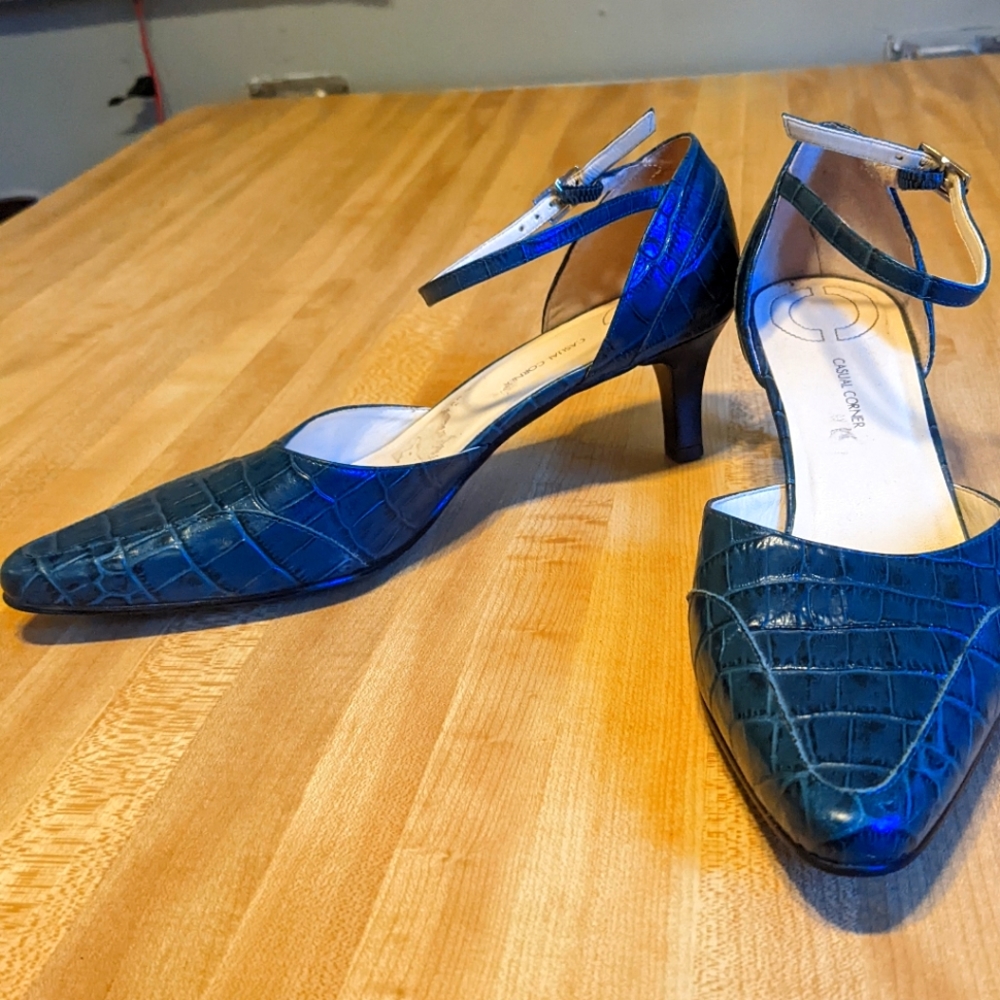 Faux snake skin heels